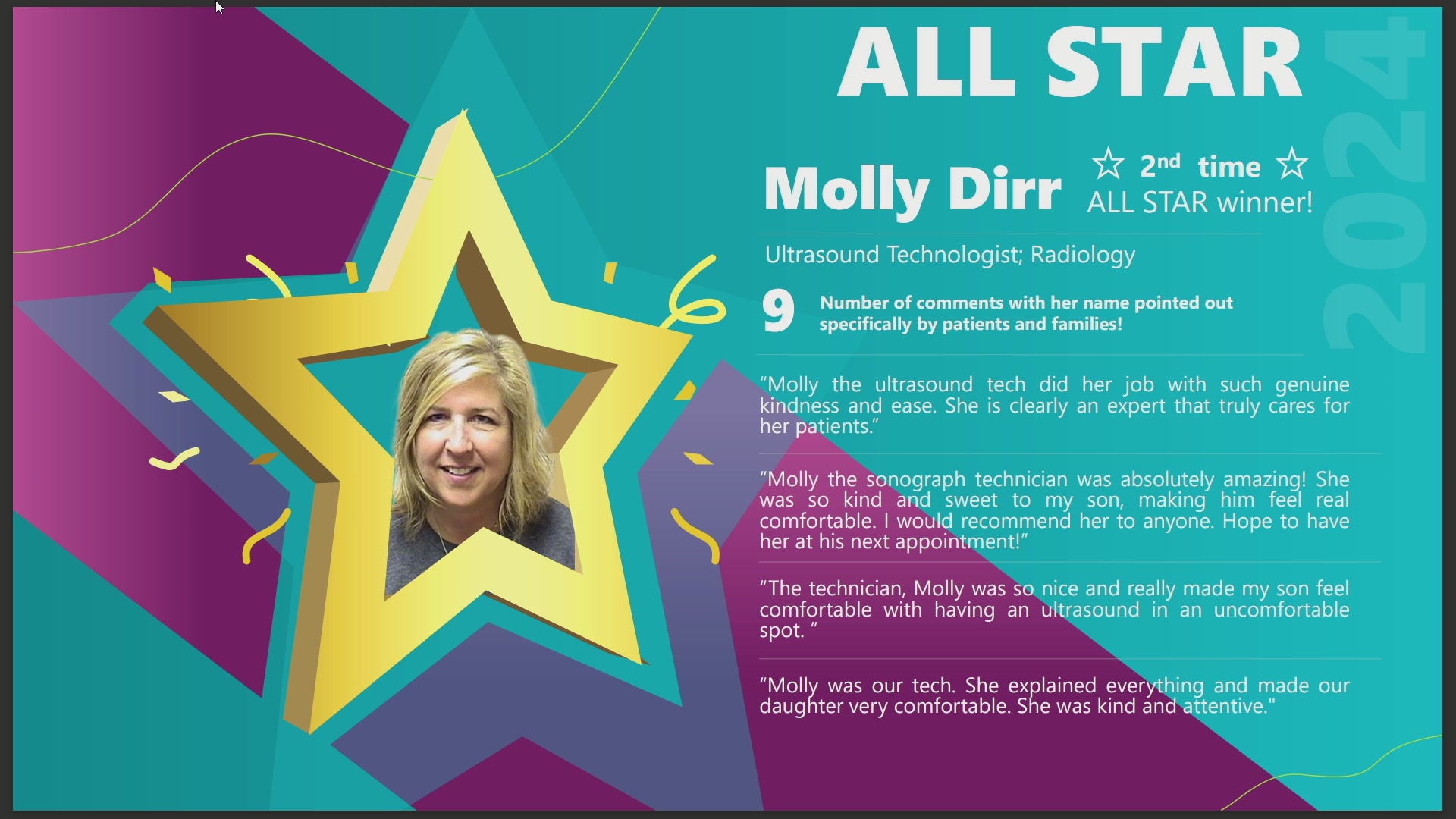 Molly Dirr is awarded the Cincinnati Children’s All Star Award 2024